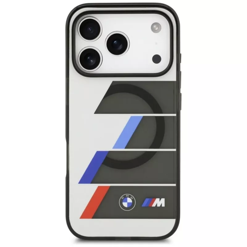 BMW M IML Metal Buttons TricolorLines MagSafe puzdro pre iPhone 17 Pro Max, antracitové