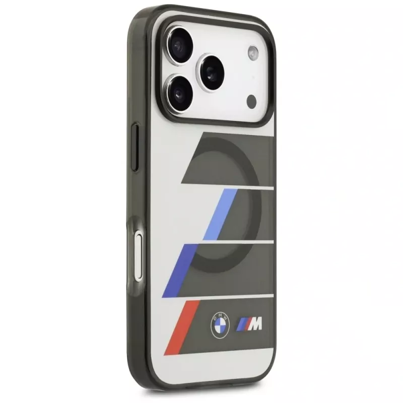 BMW M IML Metal Buttons TricolorLines MagSafe puzdro pre iPhone 17 Pro Max, antracitové