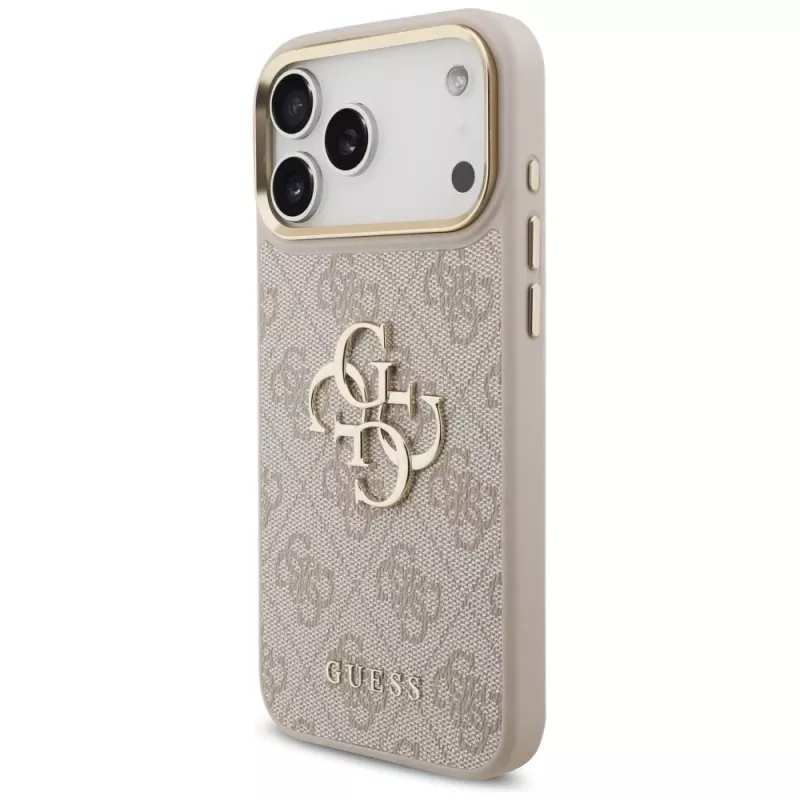 Guess 4G Big Classic Logo Big Strap Metal Buttons ochranné puzdro pre iPhone 17 Pro Max, ružové