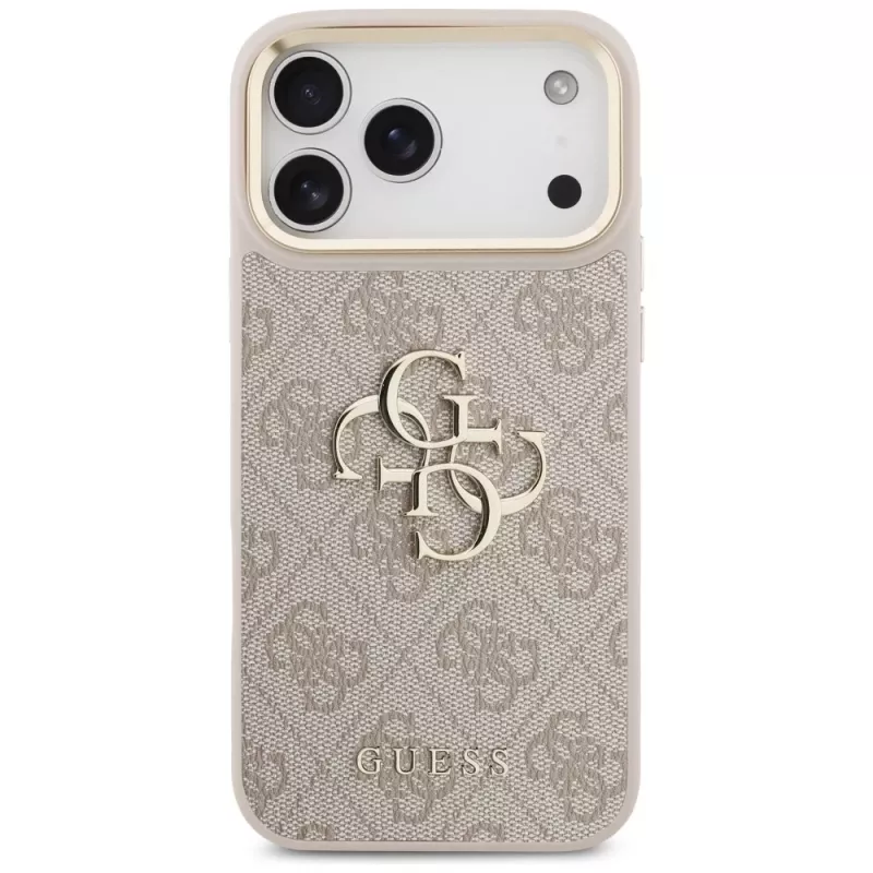 Guess 4G Big Classic Logo Big Strap Metal Buttons ochranné puzdro pre iPhone 17 Pro Max, ružové