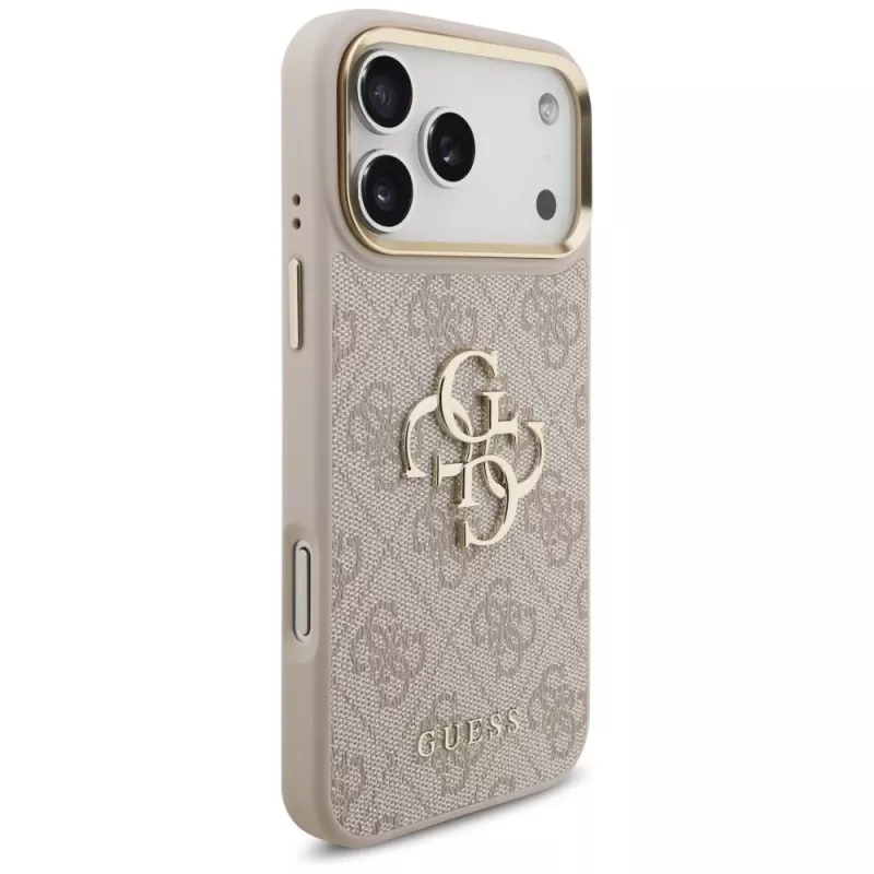 Guess 4G Big Classic Logo Big Strap Metal Buttons ochranné puzdro pre iPhone 17 Pro Max, ružové