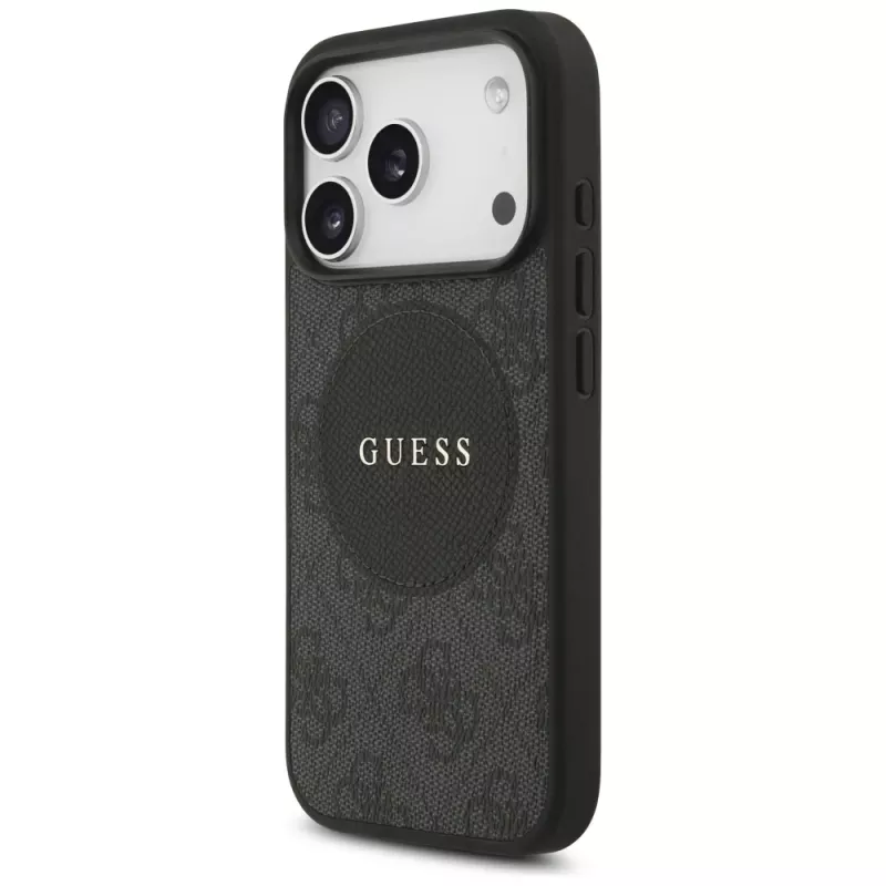 Guess 4G Circle Classic Logo MagSafe puzdro pre iPhone 17 Pro (čierne)