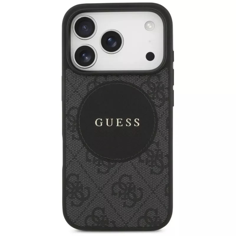 Guess 4G Circle Classic Logo MagSafe puzdro pre iPhone 17 Pro (čierne)