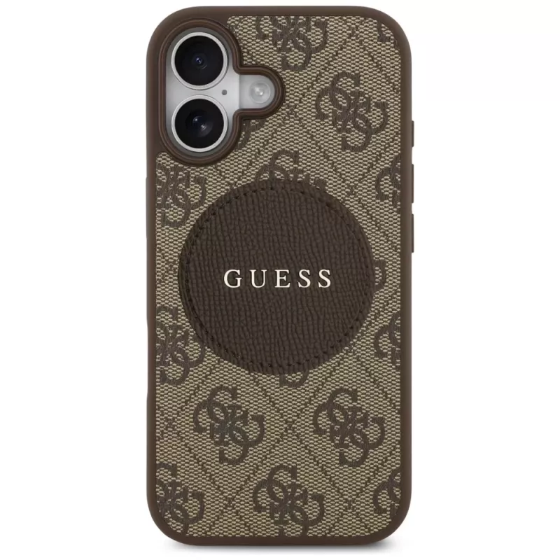Guess 4G Circle Classic Logo MagSafe zadné puzdro pre Apple iPhone 17 - hnedé