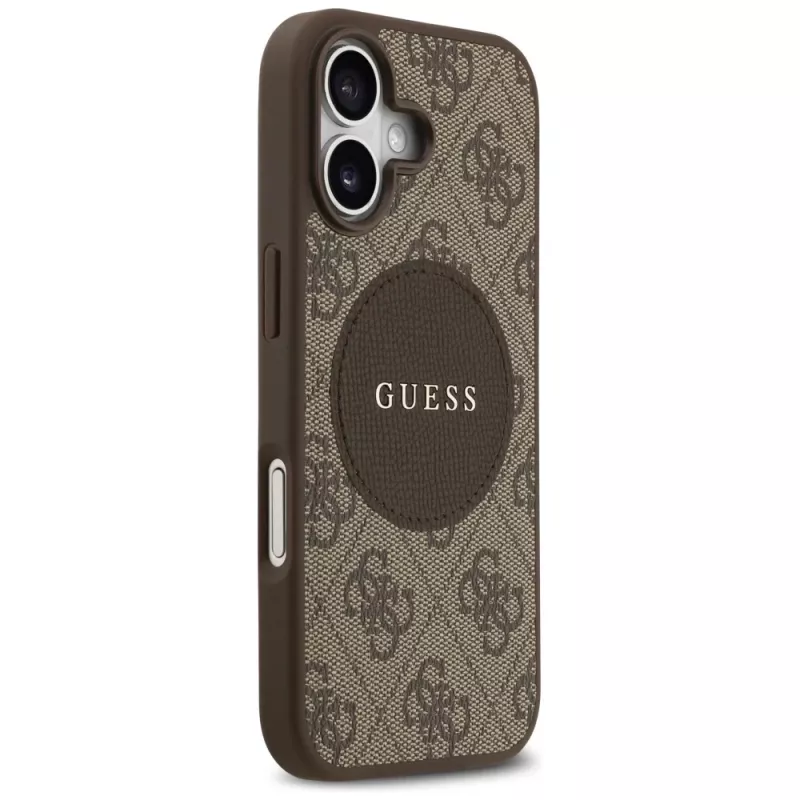 Guess 4G Circle Classic Logo MagSafe zadné puzdro pre Apple iPhone 17 - hnedé
