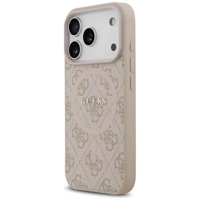 Guess 4G Ring Classic Logo MagSafe puzdro pre iPhone 17 Pro, ružové
