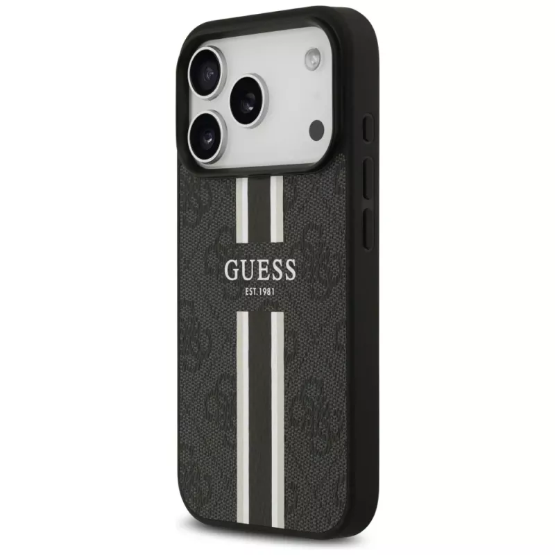 Guess puzdro 4G Printed Stripes MagSafe pre iPhone 17 Pro čierna