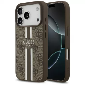 Guess puzdro 4G Printed Stripes MagSafe pre Apple iPhone 17 Pro hnedá