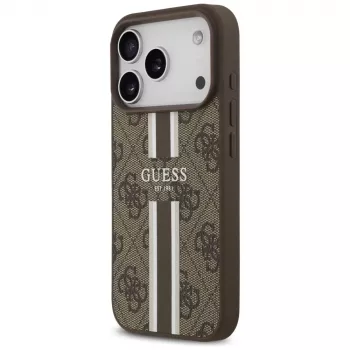 Guess puzdro 4G Printed Stripes MagSafe pre Apple iPhone 17 Pro hnedá