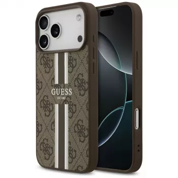 Guess puzdro 4G Printed Stripes MagSafe pre iPhone 17 Pro Max hnedá