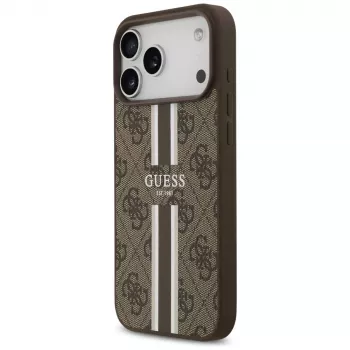 Guess puzdro 4G Printed Stripes MagSafe pre iPhone 17 Pro Max hnedá