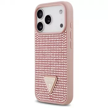 Guess puzdro Rhinestone Triangle Logo pre iPhone 17 Pro ružová
