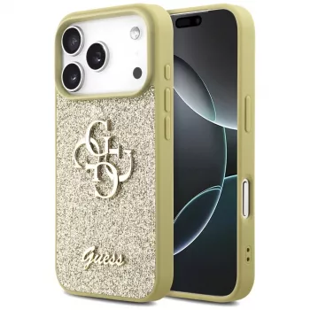 Guess puzdro Fixed Glitter Big 4G pre Apple iPhone 17 Pro zlatá