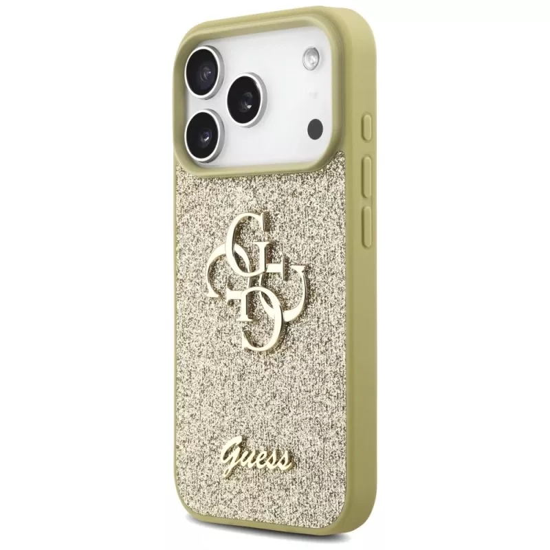 Guess puzdro Fixed Glitter Big 4G pre Apple iPhone 17 Pro zlatá
