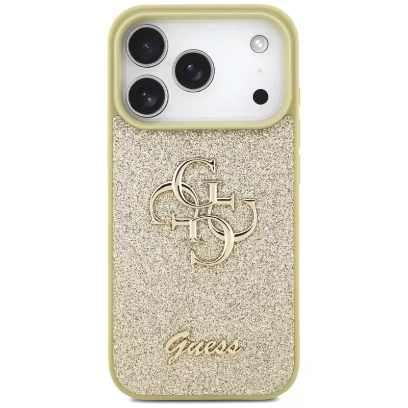 Guess puzdro Fixed Glitter Big 4G pre Apple iPhone 17 Pro zlatá