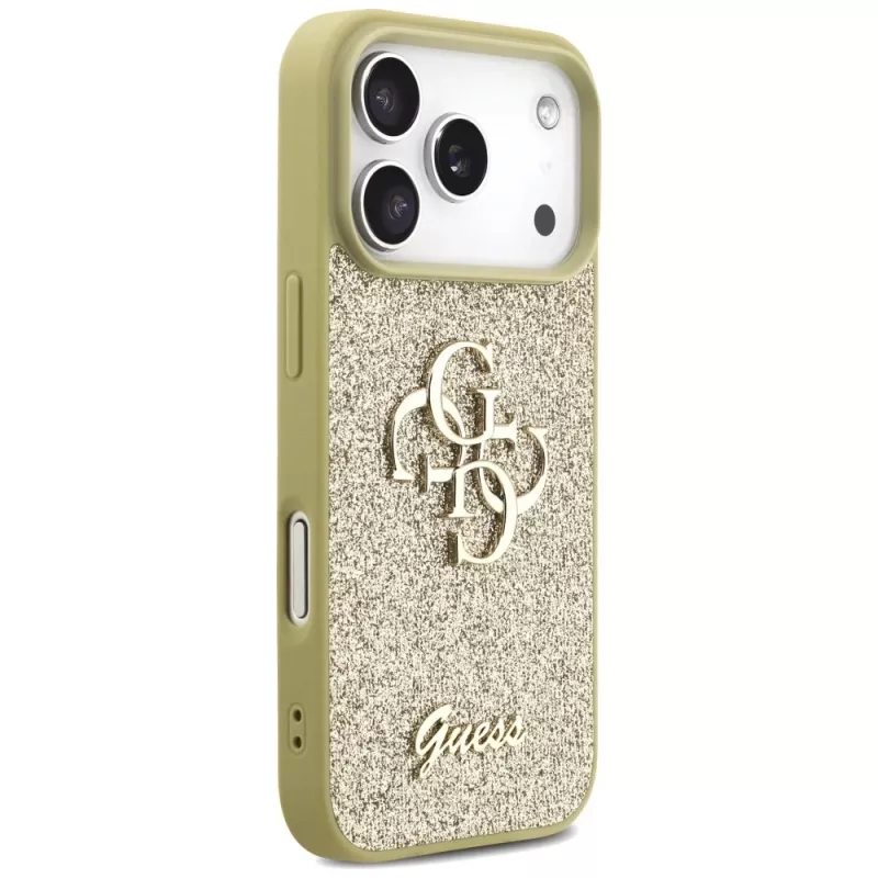 Guess puzdro Fixed Glitter Big 4G pre Apple iPhone 17 Pro zlatá
