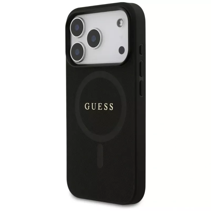 Guess puzdro Saffiano Classic Logo MagSafe pre iPhone 17 Pro čierna
