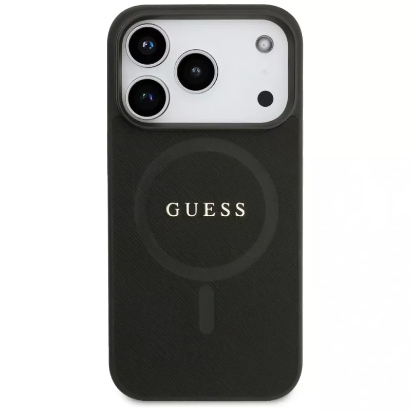 Guess puzdro Saffiano Classic Logo MagSafe pre iPhone 17 Pro čierna