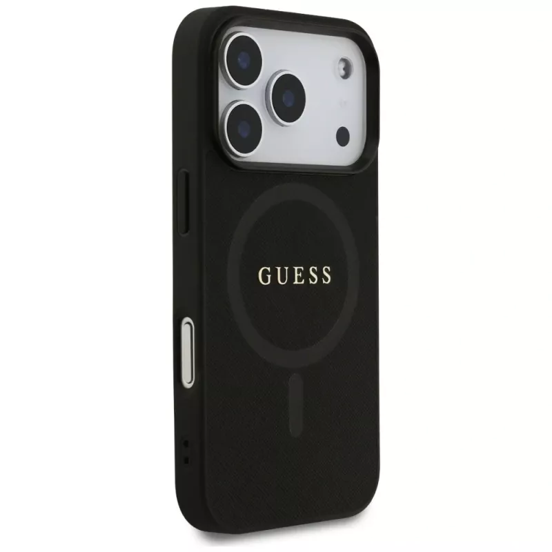 Guess puzdro Saffiano Classic Logo MagSafe pre iPhone 17 Pro čierna