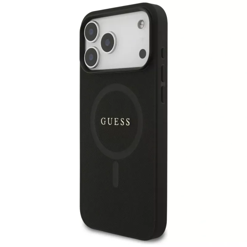 Guess puzdro Saffiano Classic Logo MagSafe pre iPhone 17 Pro Max čierna