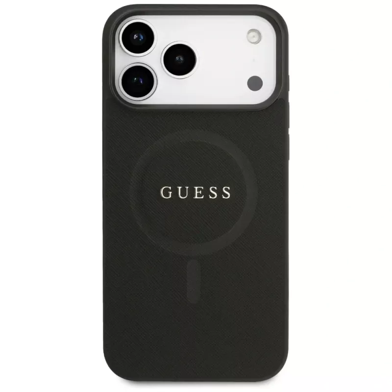 Guess puzdro Saffiano Classic Logo MagSafe pre iPhone 17 Pro Max čierna