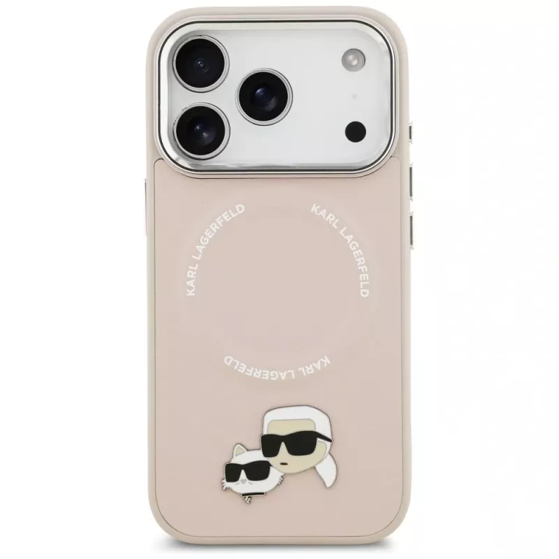 Karl Lagerfeld Karl & Choupette Pins MagSafe puzdro pre iPhone 17 Pro ružová