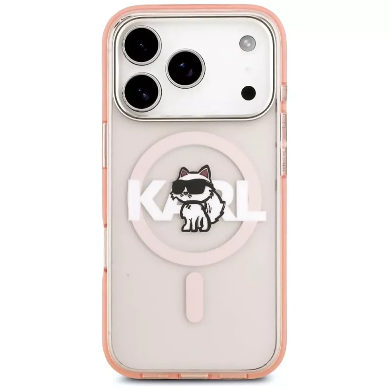 Karl Lagerfeld IML Choupette Sketch Logo MagSafe puzdro pre iPhone 17 Pro ružová