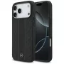 Mercedes kožené puzdro Leather Laurel Leaves Stripes MagSafe pre iPhone 17 Pro Max čierne