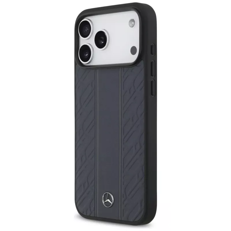 Mercedes kožené puzdro Lorbeerblätter Streifen MagSafe pre iPhone 17 Pro Max modré