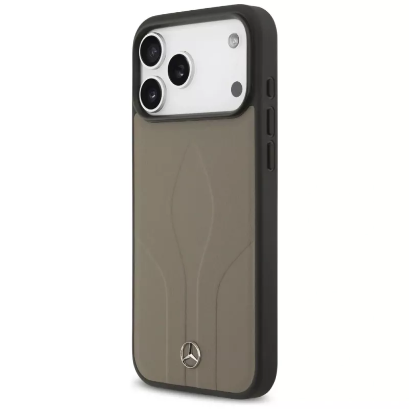Mercedes kožené puzdro Leather The Move MagSafe pre iPhone 17 Pro Max taupe