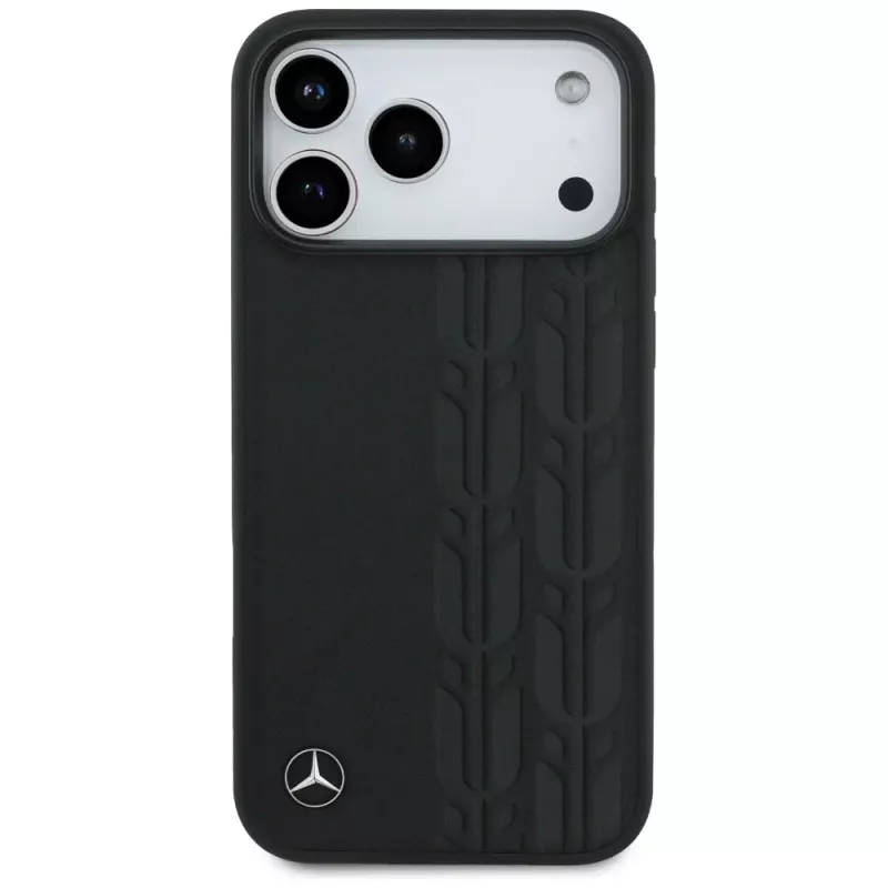 Mercedes kožené puzdro Leather Laurel Leaves MagSafe pre iPhone 17 Pro Max čierne