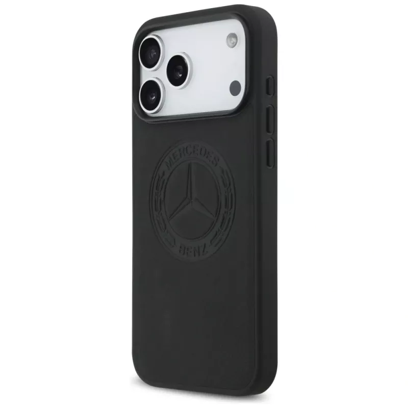 Mercedes kožené puzdro Leather Vintage Logo MagSafe pre iPhone 17 Pro Max čierne