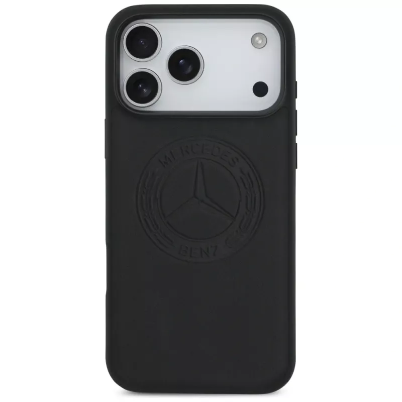 Mercedes kožené puzdro Leather Vintage Logo MagSafe pre iPhone 17 Pro Max čierne