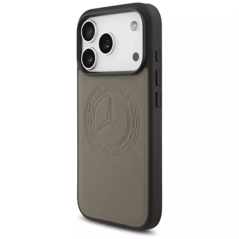 Mercedes Vintage Logo kožené puzdro MagSafe pre iPhone 17 Pro taupe