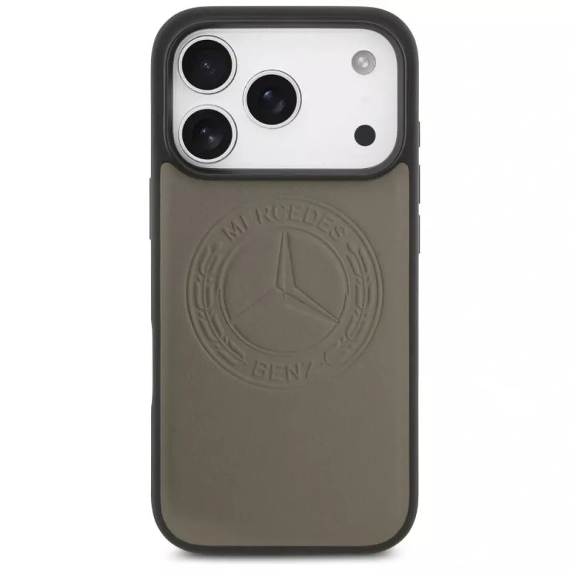 Mercedes Vintage Logo kožené puzdro MagSafe pre iPhone 17 Pro taupe