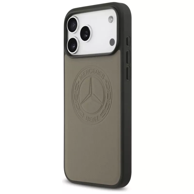 Mercedes kožené puzdro Leather Vintage Logo MagSafe pre iPhone 17 Pro Max taupe