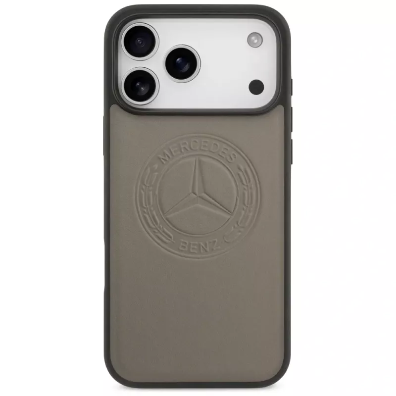 Mercedes kožené puzdro Leather Vintage Logo MagSafe pre iPhone 17 Pro Max taupe