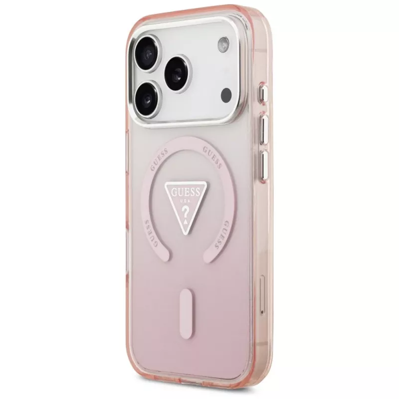 Guess puzdro IML Gradient Triangle Logo MagSafe pre Apple iPhone 17 Pro, ružové