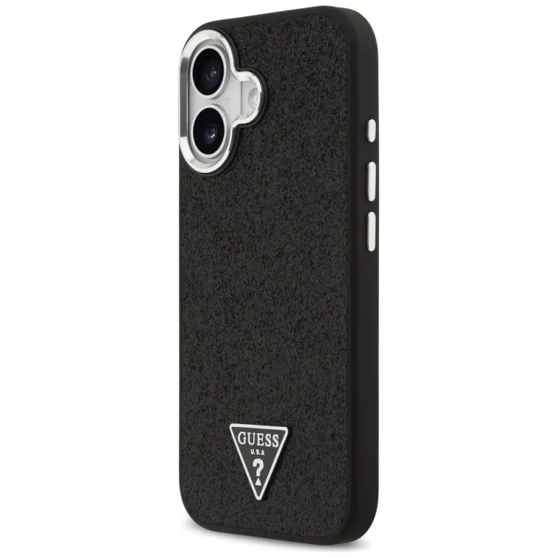 Guess puzdro Glitter Triangle Logo MagSafe pre iPhone 17 čierne