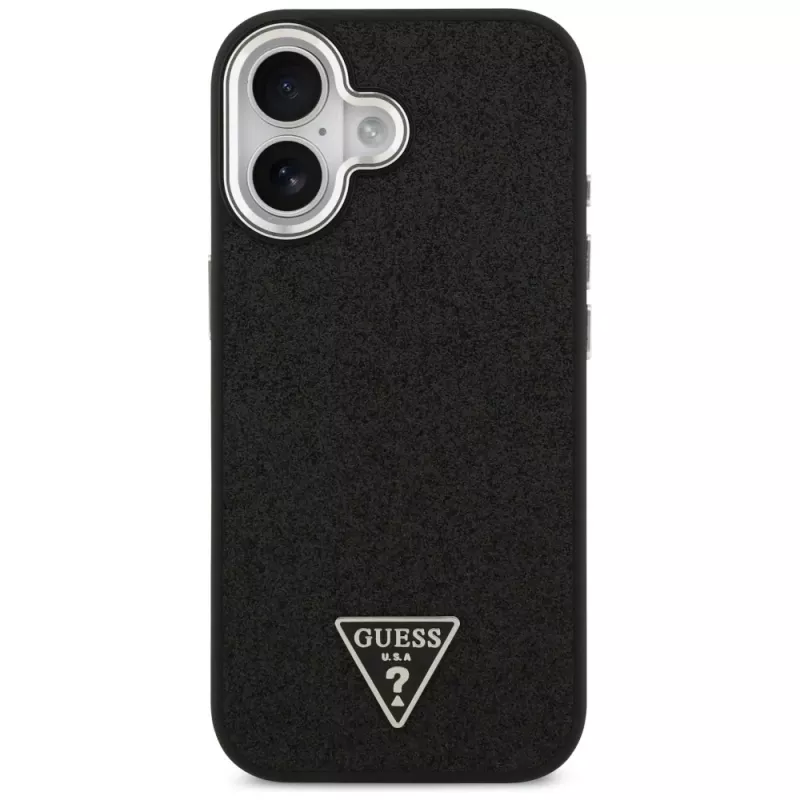 Guess puzdro Glitter Triangle Logo MagSafe pre iPhone 17 čierne