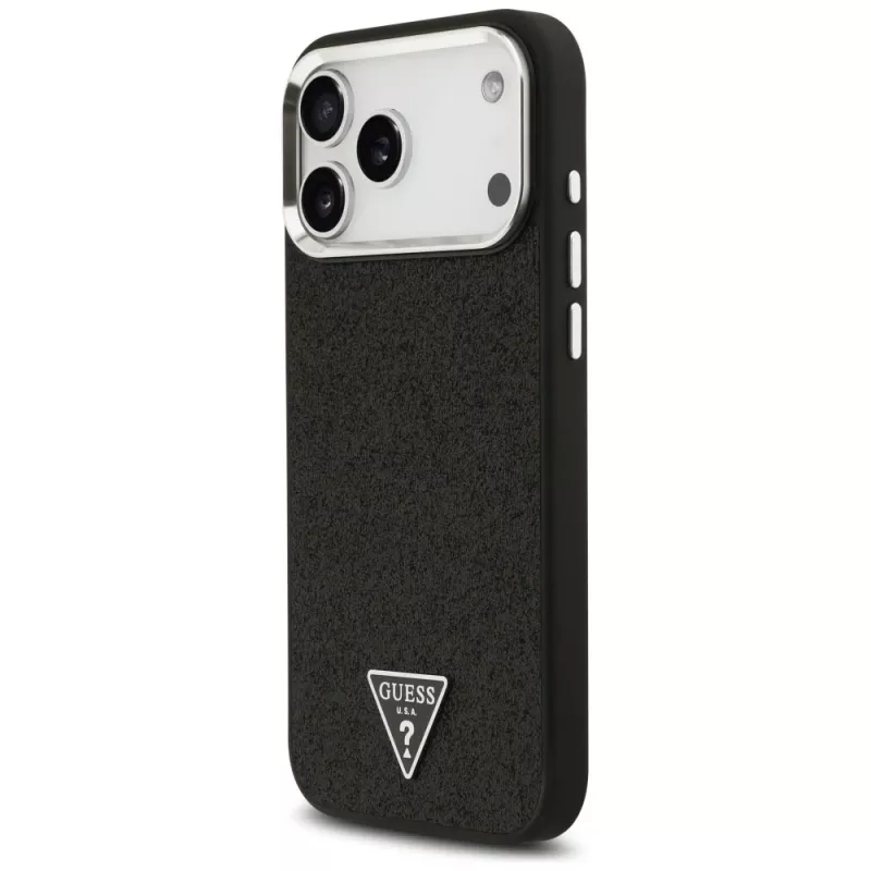 Guess puzdro Glitter Triangle Logo MagSafe pre iPhone 17 Pro Max čierne