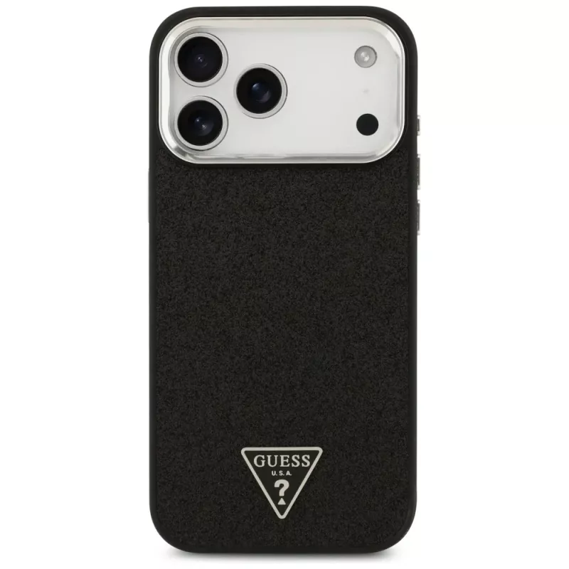 Guess puzdro Glitter Triangle Logo MagSafe pre iPhone 17 Pro Max čierne