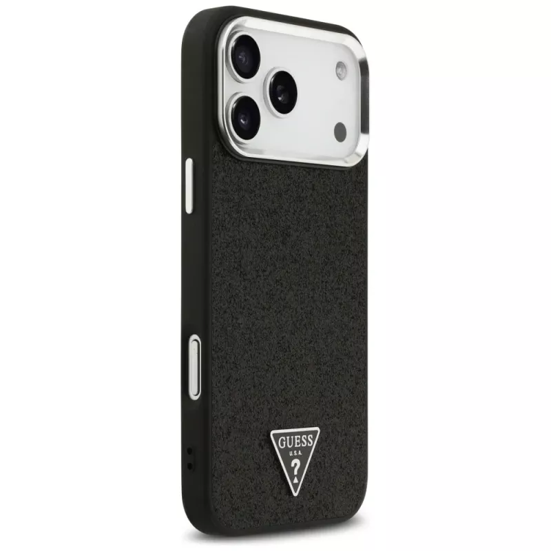 Guess puzdro Glitter Triangle Logo MagSafe pre iPhone 17 Pro Max čierne