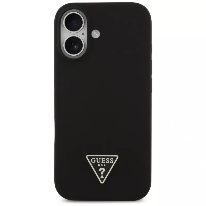 Guess silikónové puzdro Triangle Logo MagSafe pre iPhone 17 čierne
