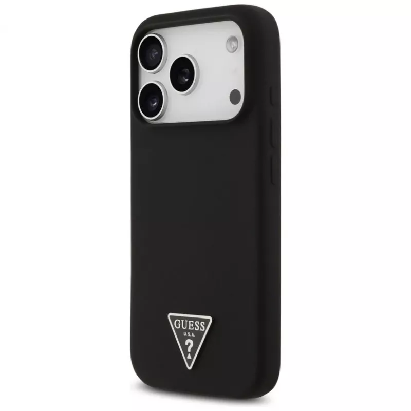 Guess silikónové puzdro Triangle Logo MagSafe pre iPhone 17 Pro Max (čierne)