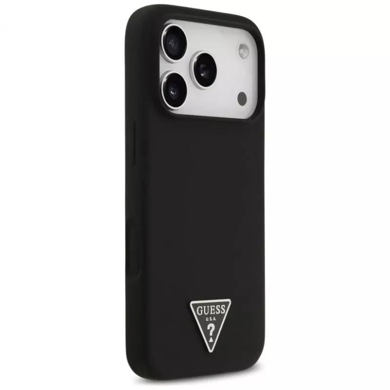 Guess silikónové puzdro Triangle Logo MagSafe pre iPhone 17 Pro Max (čierne)