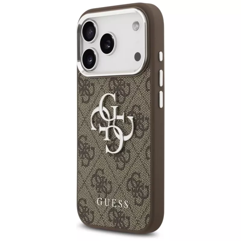 Guess 4G Big 4G Classic Logo puzdro pre iPhone 17 Pro (hnedá / strieborná)