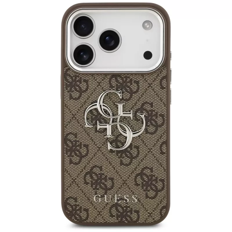 Guess 4G Big 4G Classic Logo puzdro pre iPhone 17 Pro (hnedá / strieborná)