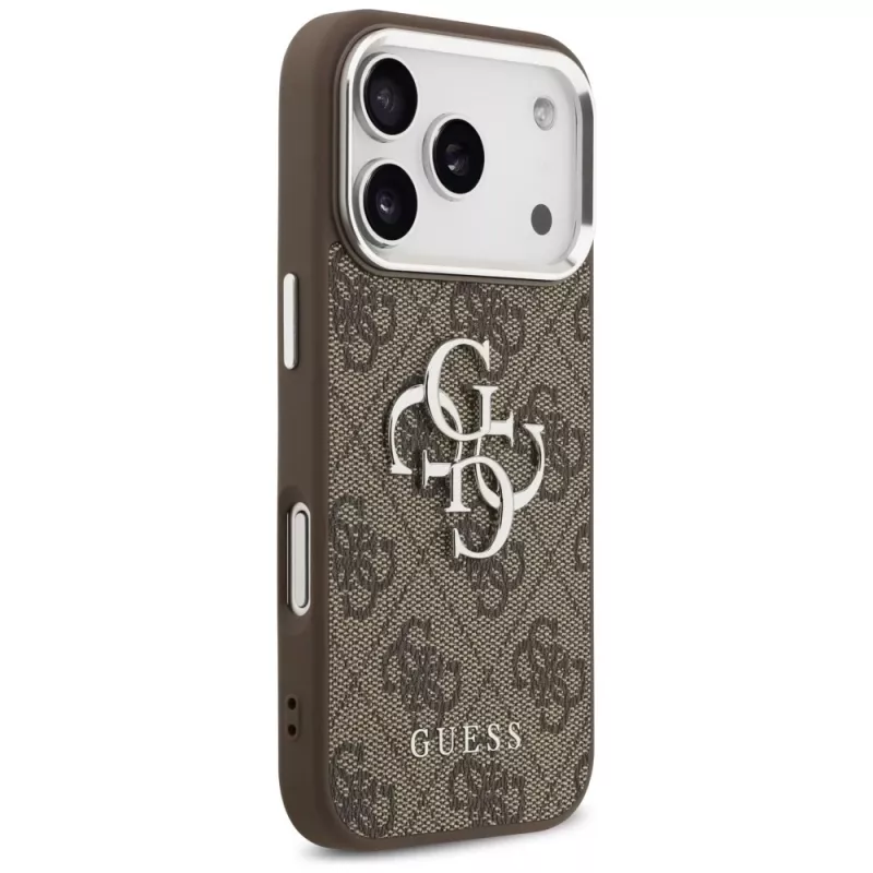 Guess 4G Big 4G Classic Logo puzdro pre iPhone 17 Pro (hnedá / strieborná)