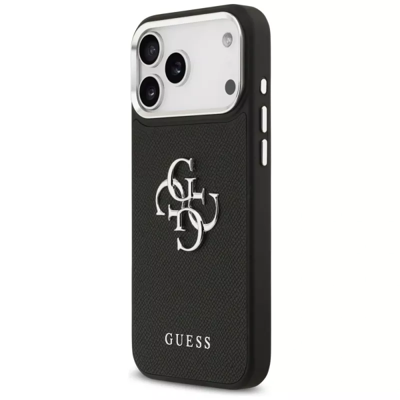 Guess Grained Big 4G Classic Logo puzdro pre iPhone 17 Pro Max - čierna